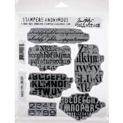 Image of Tim Holtz Stampers Anon Cling RBBR Stamp Set Faded Type, One Size