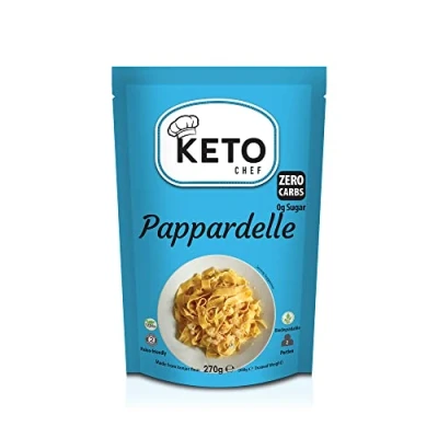 Image of Keto Chef Pappardelle Pasta Instant Noodles Konjac Vegan Kit, Zero Carb &amp; Sugar, Free from Fat Free, Shirataki, Suitable for Vegans, Low Calorie Diet Food Ready to Eat (270g)