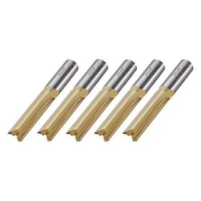 Image of Trend Straight Two Flute Worktop Router Cutter, 1/2 Inch Shank, 12.7mm Cut Diameter &amp; 50mm Length, Tungsten Carbide Tipped, 5 Pack, BR01/5