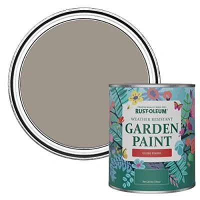 Image of Rust Oleum Brown Mould Resistant Garden Paint In Gloss Finish Whipped Truffle 750ml Fence Paint, Shed