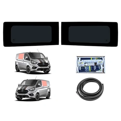 Image of Van Demon Side Window Set for Ford Transit Custom Left &amp; Right Dark Tint Glass Fixed Windows