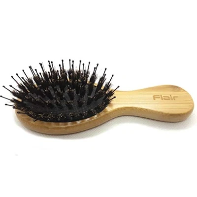 Image of Flair Bamboo Boar Bristle Soft Nylon Mix Detangling Hair Brush (Mini)