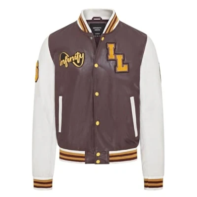Image of Infinity Leather Mens Baseball Letterman Bomber Jacket Ashwood Burgundy Size X Large