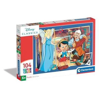 Image of Clementoni Jigsaw Puzzle Disney Pinocchio 104 Pieces Supercolor For Children 6 8 Years, Cartoon, Disney, Gift Boy/Girls, Kids, Made In Italy, 25756