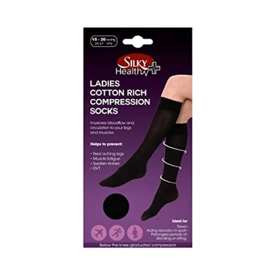 Image of Undercover Ladies Silky Cotton Rich Compression Socks Black Medium