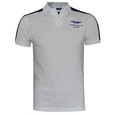 Image of Hackett London Aston Martin Racing Mens White Polo Shirt Cotton Size Large