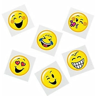 Image of Pack of 18 Emoji Temporary Art Tattoo Sticker Smiley Kids Party Bag Fillers