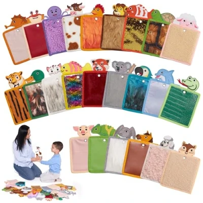 Image of ODOXIA Sensory Mats Pads Animals 24 Pack for Autistic Children Tactile Toys Autism Room Playful Learning Toddlers