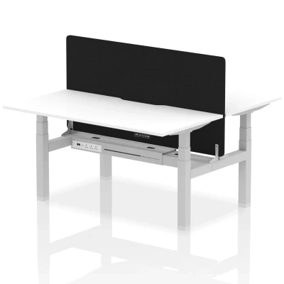 Image of Air B2B 1600x800 Adjustable 2P Bench Desk Scallop White/Silver +Screen