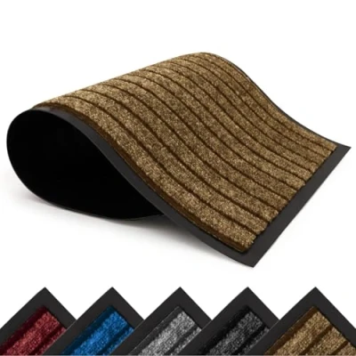 Image of Hafaa Door Mat 50x80cm, Indoor &amp; Outdoor Heavy Duty Rubber Mats Dirt Trapper Non Slip Washable Barrier Floor Entrance Rug Shoes Scraper Super Absorbent Front Doormats Rug, Brown
