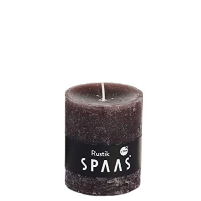 Image of Spaas 8 Rustic Unscented Pillar Candles 68/80 mm, 30 Hours, Warm Brown