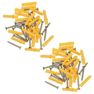 Image of 4 x 40mm Countersunk Screws And Wall Raw Plugs For Wood Concrete Brick 96pc