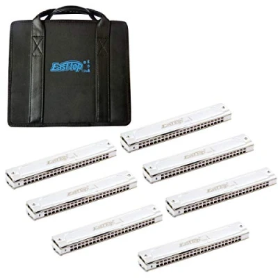 Image of East top 7 set 24 Holes Professional Tremolo Harmonica T2406S For Adults, Band Player and Students