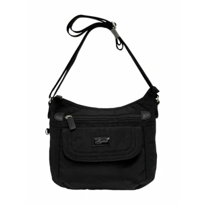 Image of Spirit Nylon Showerproof Crossbody Bag Unisex Lightweight Travel with Multiple Pockets and Adjustable Strap Black Bag, Medium Size