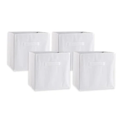 Image of DII Non Woven Fabric Storage Bin Collection Collapsible Organizer Cube, Large Set, 11x11x11, White, 4 Count