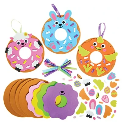 Image of Baker Ross FX541 Easter Doughnut Kits Pack of 8, Kids Foam Craft Decoration