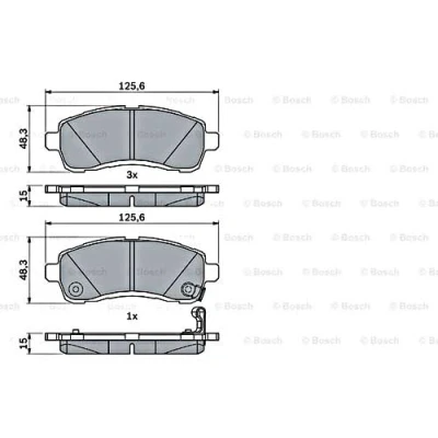 Image of D6Y13328ZA Brake pad set BOSCH 0 986 494 754 Low Metallic MAZDA: 2 Hatchback, Saloon