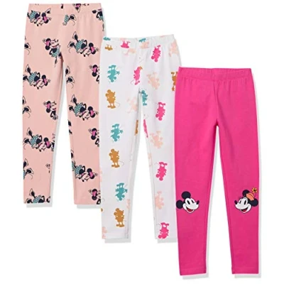 Image of Amazon Essentials Disney Marvel Star Wars Frozen Princess Girls&#039; Leggings, Pack of 3, Mickey, 11 12 Years