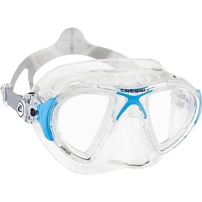Image of Cressi Nano Compact Low Volume Scuba Freediving Snorkeling Mask (Made in Italy), Clear/Blue