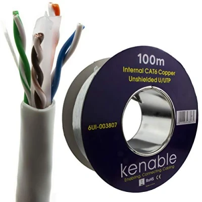 Image of kenable Indoor CAT6 UTP 23AWG COPPER Ethernet PVC Network Cable Reel BOX 100m Grey [100 metres]