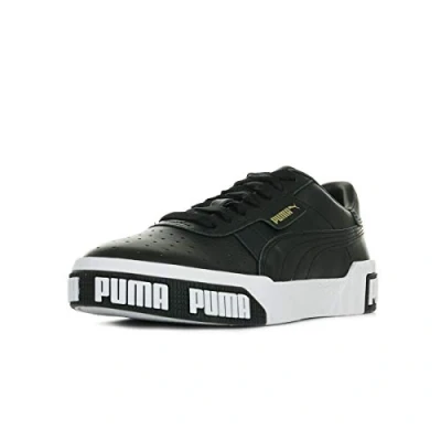 Image of Puma Cali Bold Womens Trainers Black White Leather Lace Up Shoes 370811 03 (archived) Size UK 4