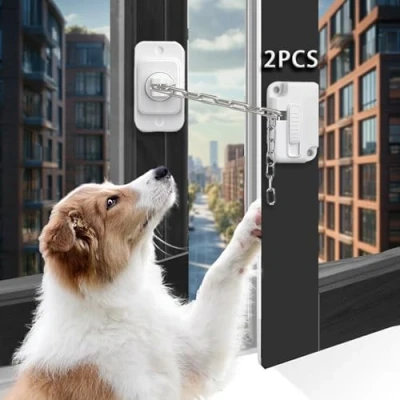 Image of WUBAYI 2pcs Window Locks,Window Restrictors for UPVC,Child Safety Locks Child Pets,Self Adhesive, Adjustable No Drilling Metal, Wooden, Sliding