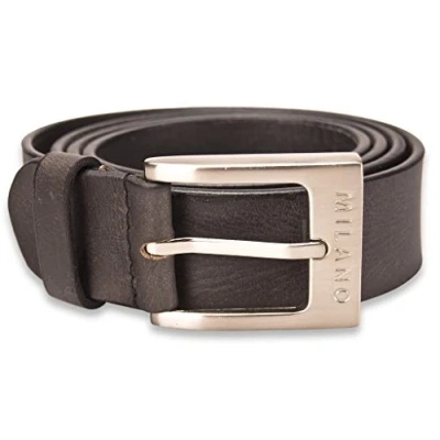 Image of Milano Slim Mens Full Grain Leather Belt 1&quot; (25mm) Black and Brown # ML 2900 Black, Large