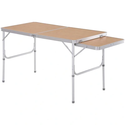 Image of Outsunny 4ft Aluminium Picnic Table with Side Desktop Adjustable Outdoor BBQ Party Portable Folding Lightweight
