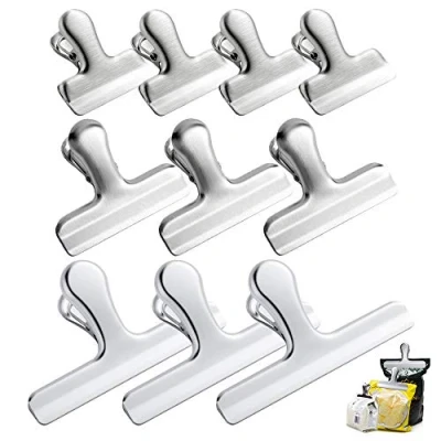 Image of 10 pcs Stainless Steel Chip Bag Clips, CNYMANY 3 Sizes 4.7&quot; 3&quot; 1.6&quot; Heavy Duty Air Tight Seal Grip Coffee Food Clamps for Office Kitchen Home Use