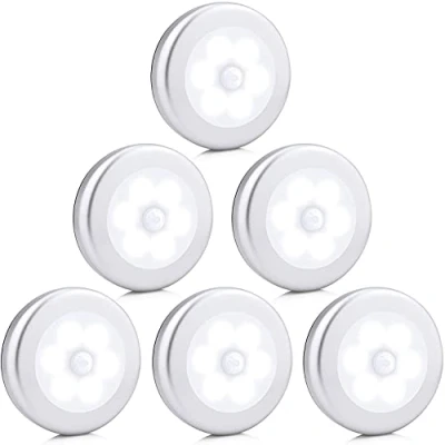 Image of 6 Pack Motion Sensor Lights, Cordless Battery Powered Automatic Night Light with 3M Adhesive Pads That&#039;ll Stick Anywhere or use Magnet, Cupboards Wardrobe Closet Hallway Stairs Bedroom