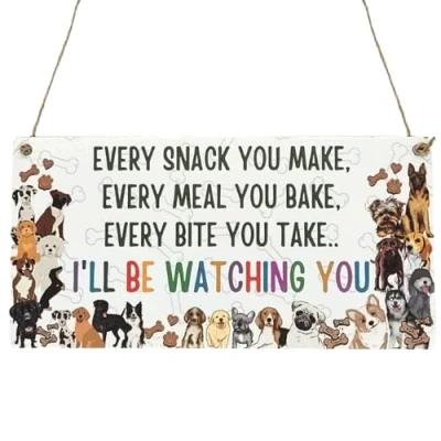 Image of Second Ave Funny Dog Pet Snack Wooden Hanging Rectangle Home Sign Plaque