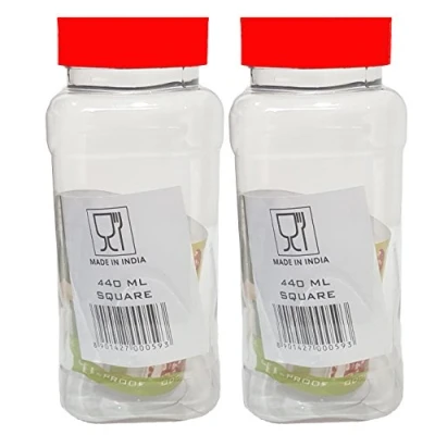 Image of Sunpet J0440TL2 440ml Square Plastic Food Storage Canisters, Red, Pack of 2