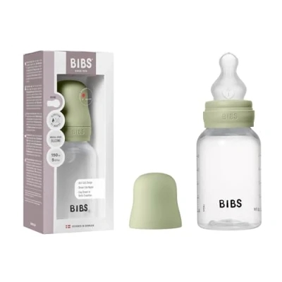 Image of BIBS Baby Bottle 150 ml Silicone Nipple Anti Colic, BPA Free, Round Nipple, Slow Flow, Lightweight &amp; Easy to Clean, Suitable for Newborns 0+ Years Sage