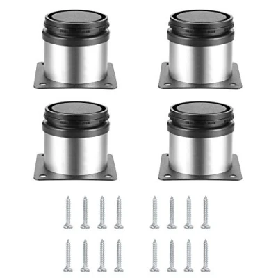 Image of HAOCHEN 4 Pcs Adjustable Legs, Stainless Steel Furniture Feet, Table Desk Cabinet Kitchen Feet Round With Screws(Adjustable Height 0 10mm)