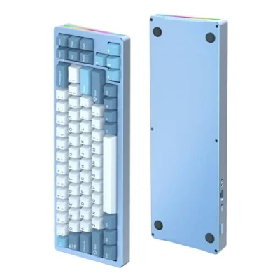 Image of ATTACK SHARK M71 CNC Aluminum Custom Mechanical Gaming keyboard, Tri Mode BT5.0/2.4G Wireless/Wired, 4600mAh Rechargable, 68% Hotswap Gasket Mount, 14 Chroma RGB Lighting for MAC&amp;WIN Song of Summer