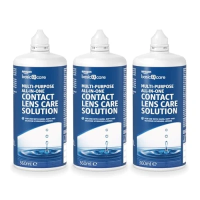 Image of Amazon Basic Care Multi Purpose All In One Contact Lens Solution 3 x 360 ml