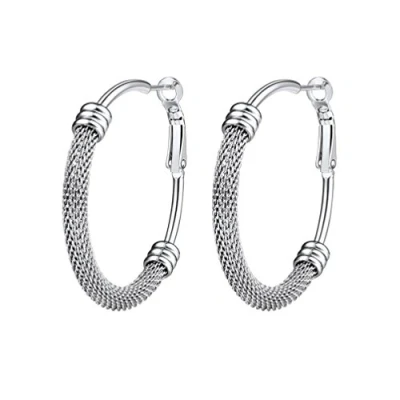 Image of Women Big Earrings Hoops Vintage Retro Round Stainless Steel