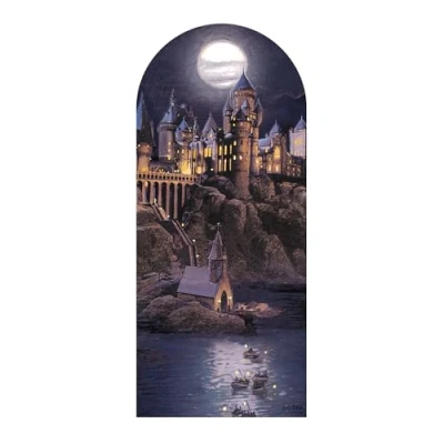 Image of SC4521 Nighttime Hogwarts Backdrop &amp; Sailboard Single Cardboard Cutout Harry Potter Party Theme Height 185cm
