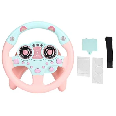 Image of Kids Steering Wheel Toy, Co Driver Car Toy with Music and Light Child Drive Learning Toys Pink Educational Gift for Toddlers Learner(Pink)