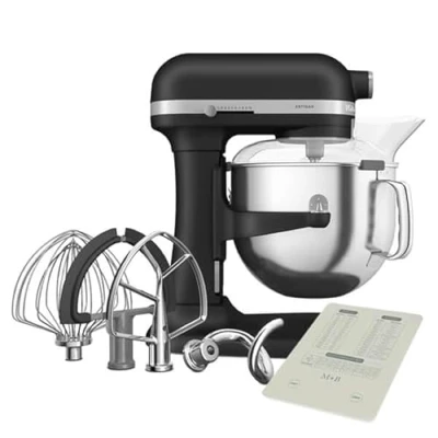 Image of KitchenAid Artisan Cast Iron Black 6.6L Bowl Lift Food Mixer With FREE Gifts