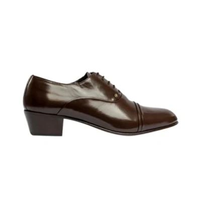 Image of Cordoba Mens Soft Leather Lace Up Cuban Heel Oxford Shoes Dark Brown