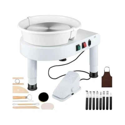 Image of DRFGHK Electric Pottery Wheel 35CM 350W, Forming Machine, Adjustable Speed Clay Shaping Machine with Foot Pedal Sculpting Tools, DIY Modelling Kit for Adults &amp; Kids