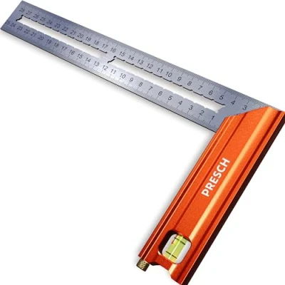 Image of Presch Try Square 250 mm Small Includes rust free marking gauge (25cm), level bubble &amp; pin 90 45 Carpenters Square, Precision Joiners Engineers