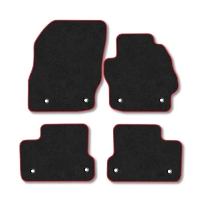 Image of Car Mats Compatible with Mazda 3 (2009 2013) Tailored Fit Red Carpet Floor Set Accessory Custom 4 Pieces Anti Slip Backing &amp; Binding Trim Edge
