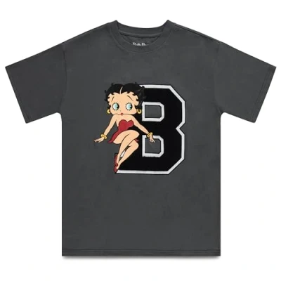 Image of Betty Boop Ladies Fashion T Shirt, Bonnie, Margie, and Mae Short Sleeve Shirt Vintage Charcoal, S