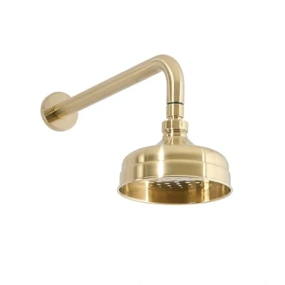 Image of Milano Elizabeth Traditional 155mm Round Apron Rainfall Shower Head Wall Mounted Arm Brass