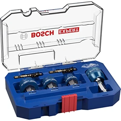 Image of Bosch 3x EXPERT Sheet Metal Hole Saw Set (for Stainless Steel sheets, Ø 22 32 mm, Professional Accessory Rotary Drill/Drivers)