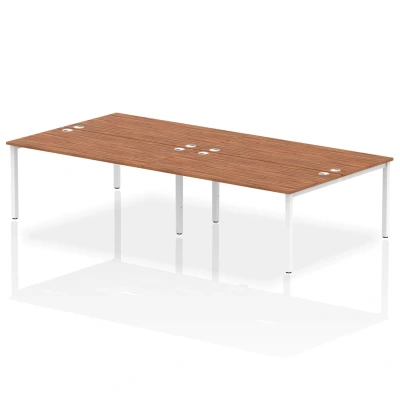 Image of Impulse Bench B2B 4 Person 1600 White Frame Office Desk Walnut