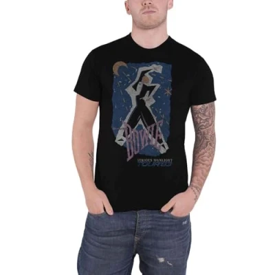 Image of David Bowie T Shirt Serious Moonlight Tour 83 Back Print Official Mens Black XL