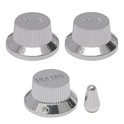 Image of Pxyelec 3PCS Guitar Volume Tone Control Knobs, Potentiometer Dome Knob Chrome with Toggle Switch Tip Cap